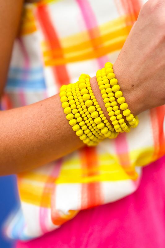 Yellow Beaded Bracelet Stack