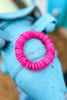 Neon Pink Resin Beaded Stretch Bracelet