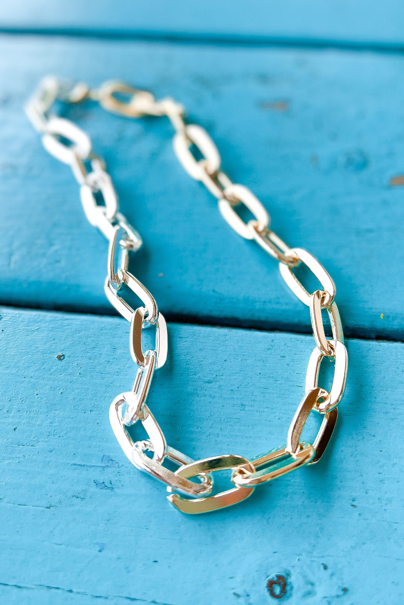 Gold Silver Two Tone Oval Link Necklace