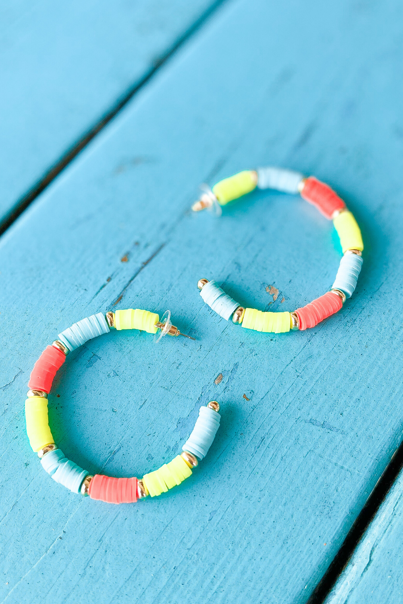 Neon Heishi Bead Hoop Earrings