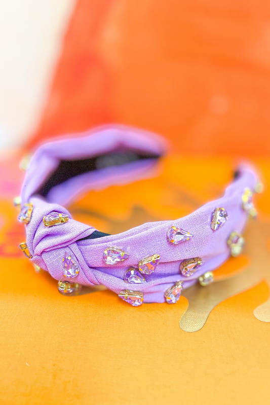 Purple Rhinestone Knot Headband