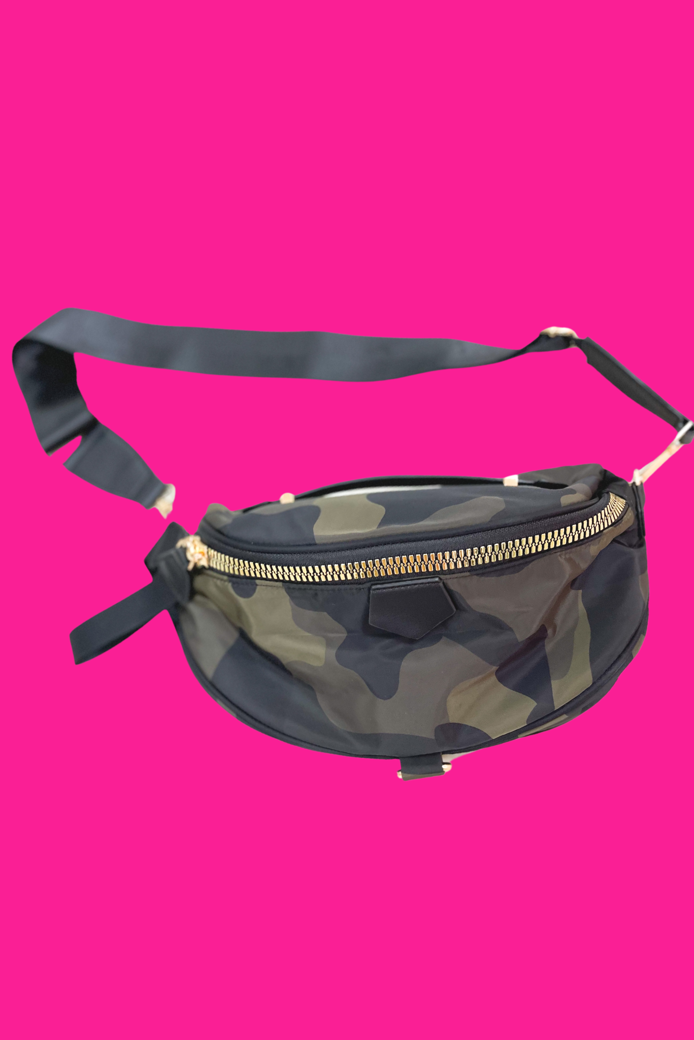 Green Camo Nylon Fanny Pack