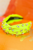Neon Yellow Textured Rhinestone Knot Headband