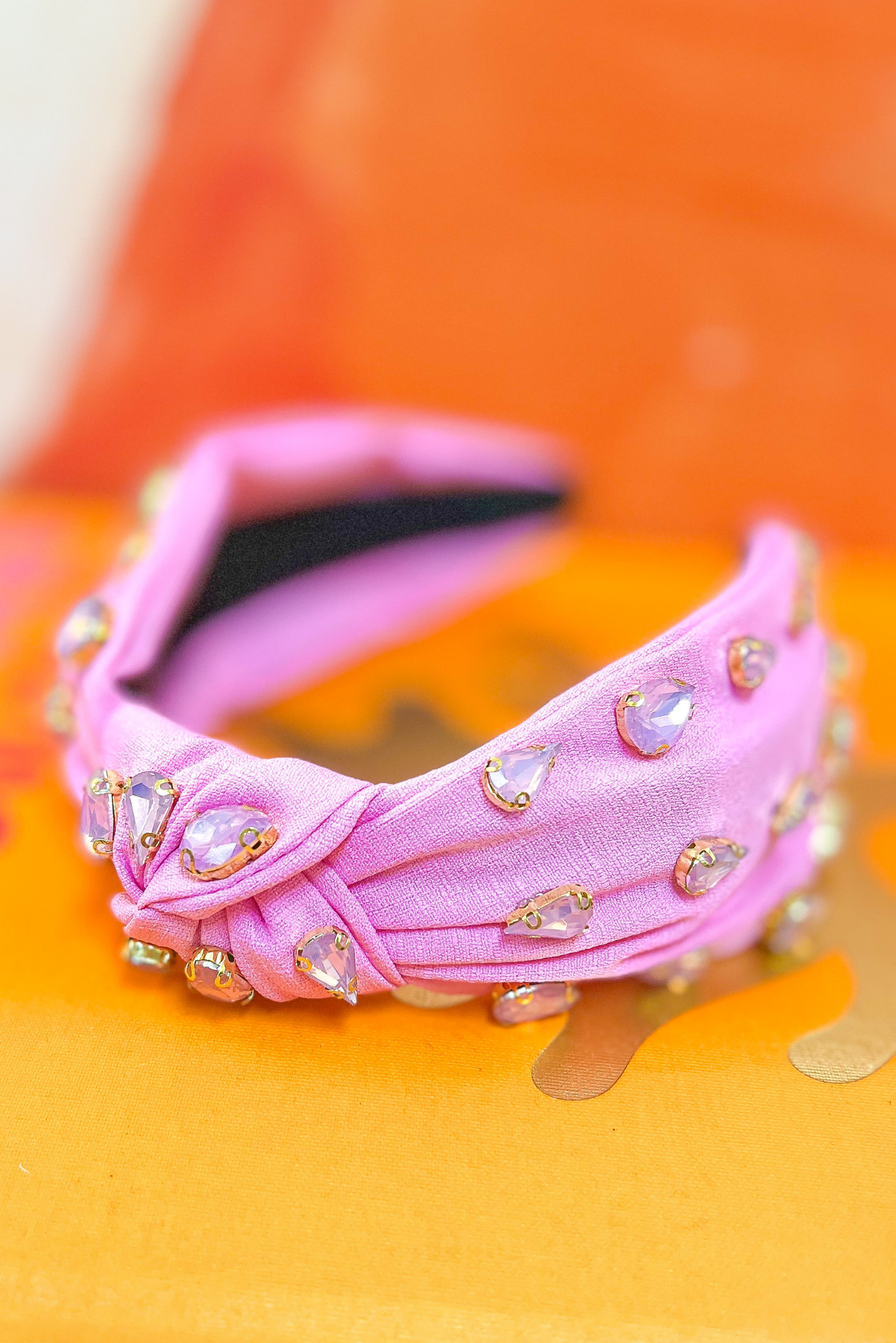 Pink Rhinestone Knot Headband