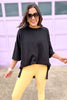 Black Short Sleeve Side Slit Pullover Top, pullover top, workout top, oversized, athleisure, black top, essential, shop style your senses by mallory fitzsimmons