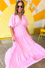 Light Pink V Neck Tiered Maxi Dress, v neck, midi dress, spring time, tiered dress, maxi, easter dress, light pink, shop style your senses by mallory fitzsimmons