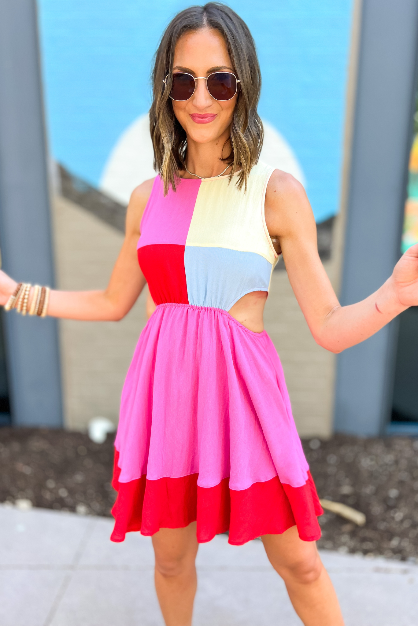 Pink hot sale colorblock dress