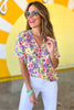 Lavender Pink Floral V Neck Short Sleeve Boxy Top, boxy top, floral print, yellow floral, purple floral, spring top, spring blouse, work to weekend, mom style, shop style your senses by mallory fitzsimmons