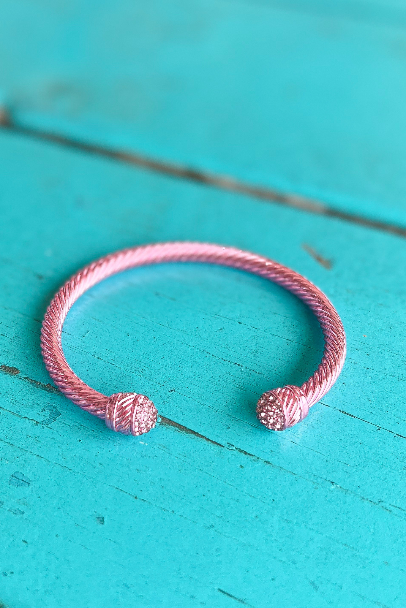 Pink Cable Bangle Rhinestone Bracelet