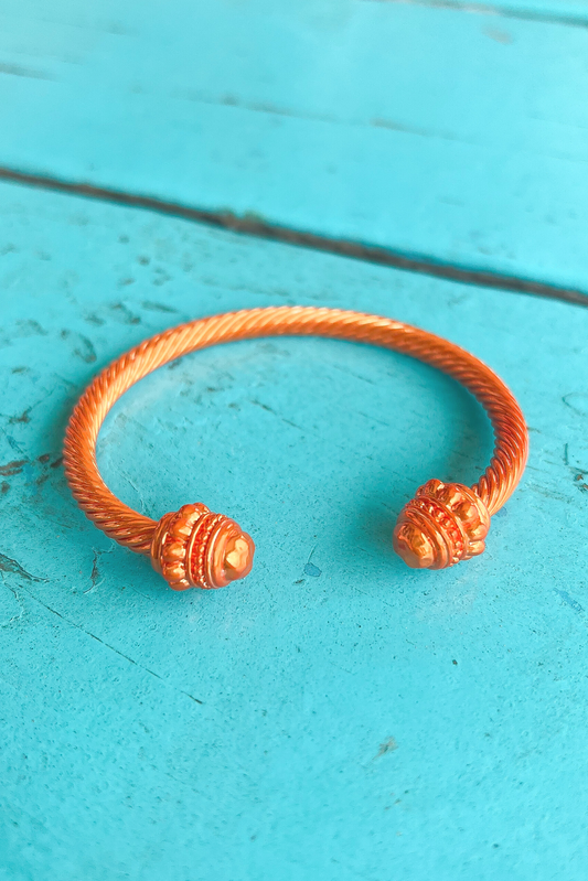 Orange Cable Bangle Textured Bracelet