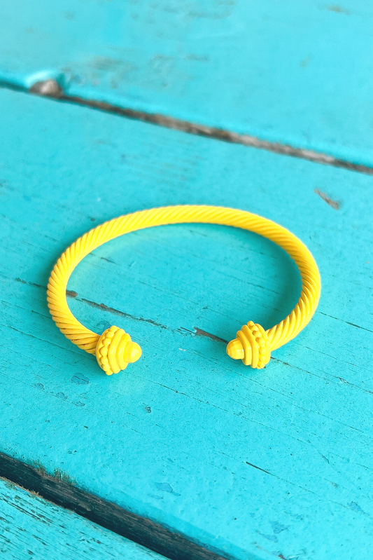 Matte Yellow Cable Bangle Bracelet