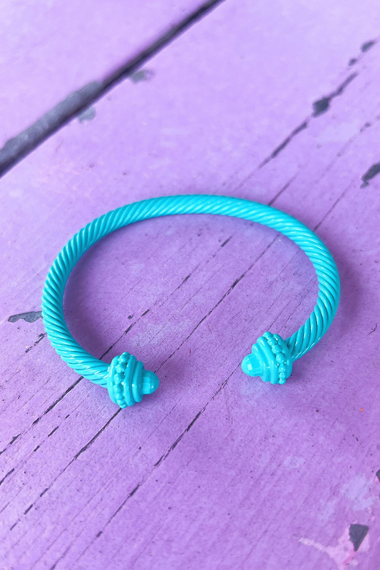 Matte Turquoise Cable Bangle Bracelet