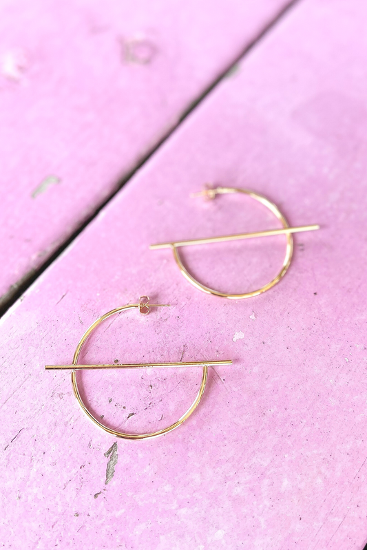 Gold Dipped Open Circle Geometric Earrings