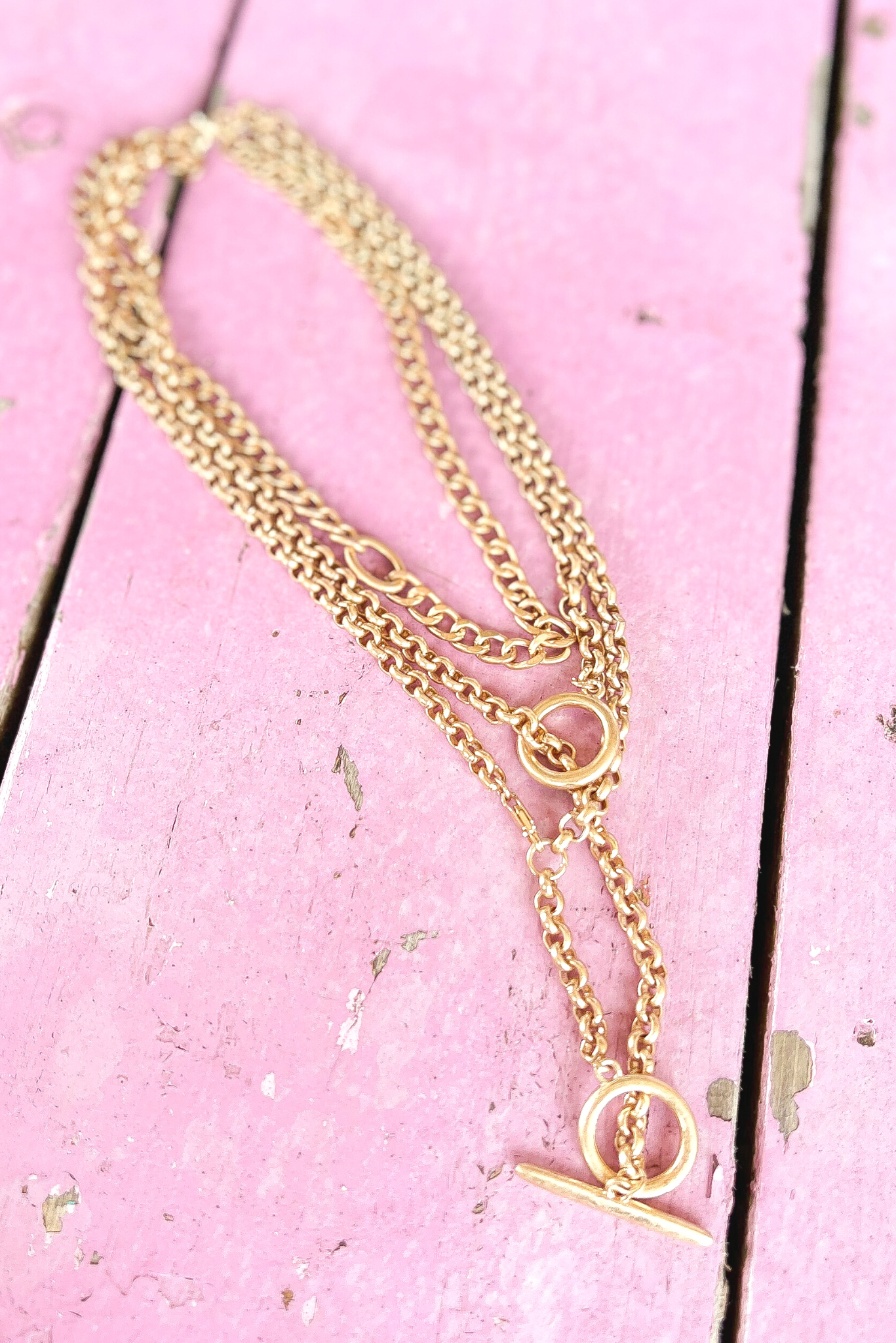 Gold Open Pendant Triple Layered Necklace *FINAL SALE*